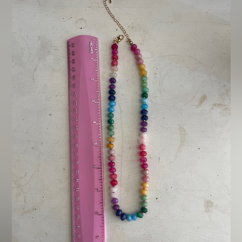 Rainbow beaded necklace hand made